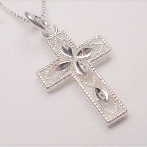 .925 SS HOLY CROSS DECORATIVE SILHOUETTE NECKLACE